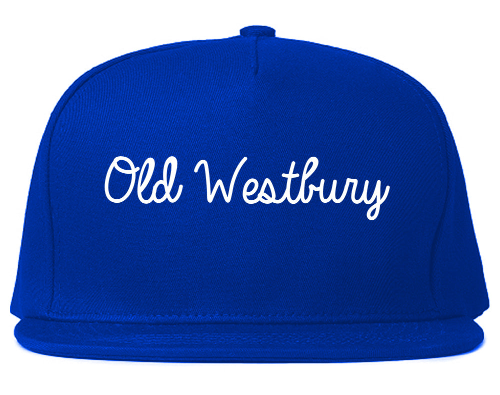 Old Westbury New York NY Script Mens Snapback Hat Royal Blue