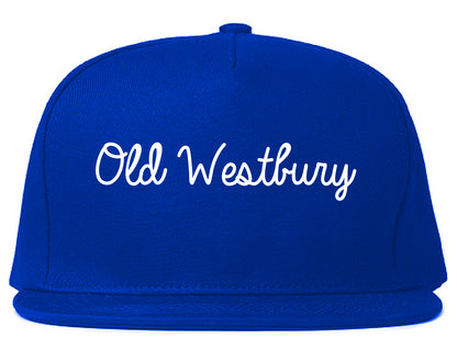 Old Westbury New York NY Script Mens Snapback Hat Royal Blue