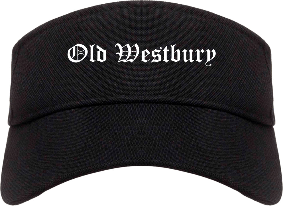 Old Westbury New York NY Old English Mens Visor Cap Hat Black