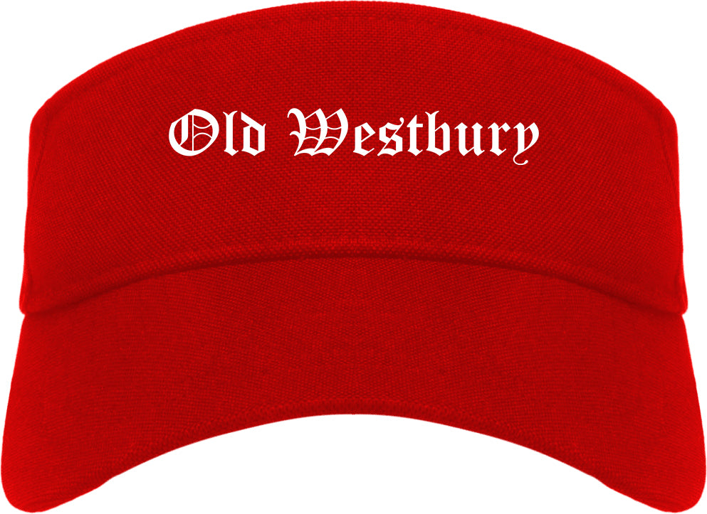 Old Westbury New York NY Old English Mens Visor Cap Hat Red