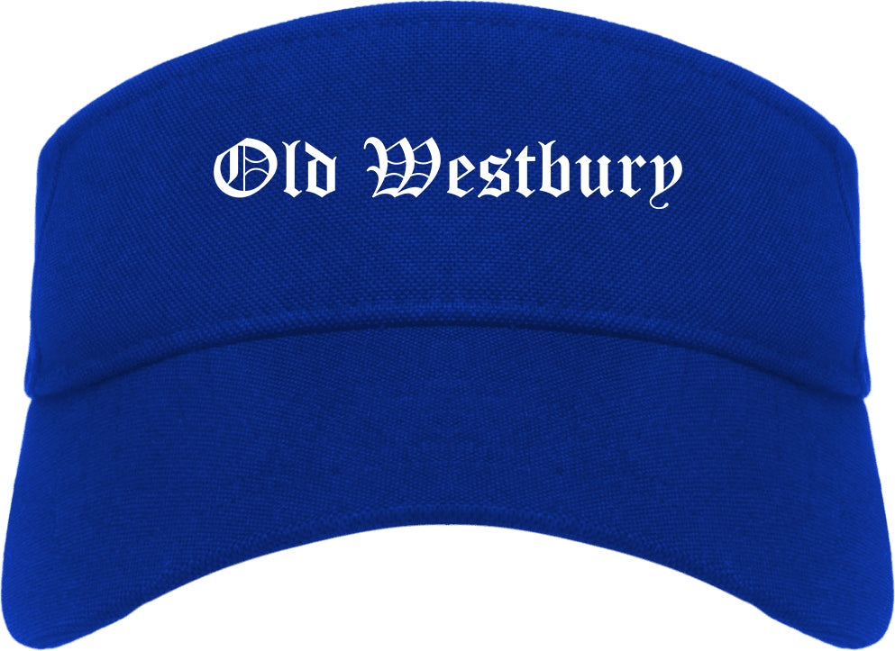 Old Westbury New York NY Old English Mens Visor Cap Hat Royal Blue