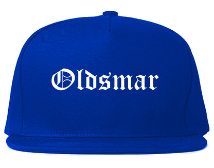 Oldsmar Florida FL Old English Mens Snapback Hat Royal Blue