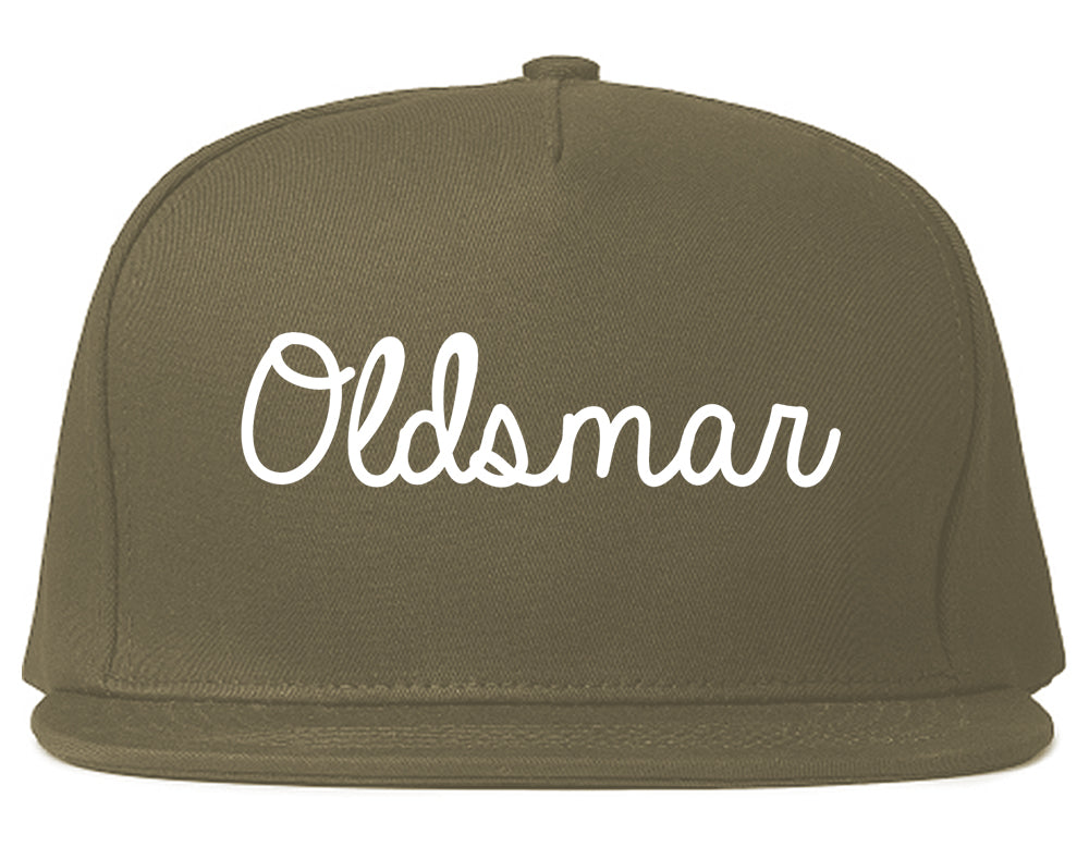 Oldsmar Florida FL Script Mens Snapback Hat Grey