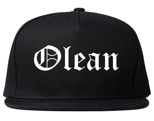 Olean New York NY Old English Mens Snapback Hat Black