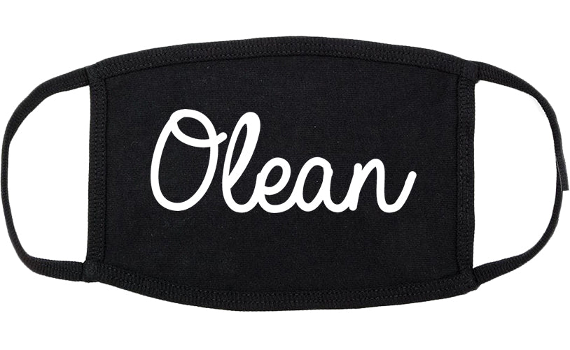 Olean New York NY Script Cotton Face Mask Black