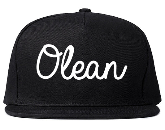 Olean New York NY Script Mens Snapback Hat Black