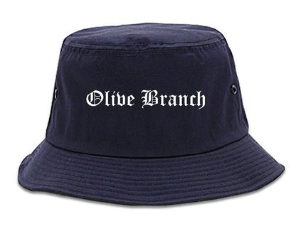 Olive Branch Mississippi MS Old English Mens Bucket Hat Navy Blue