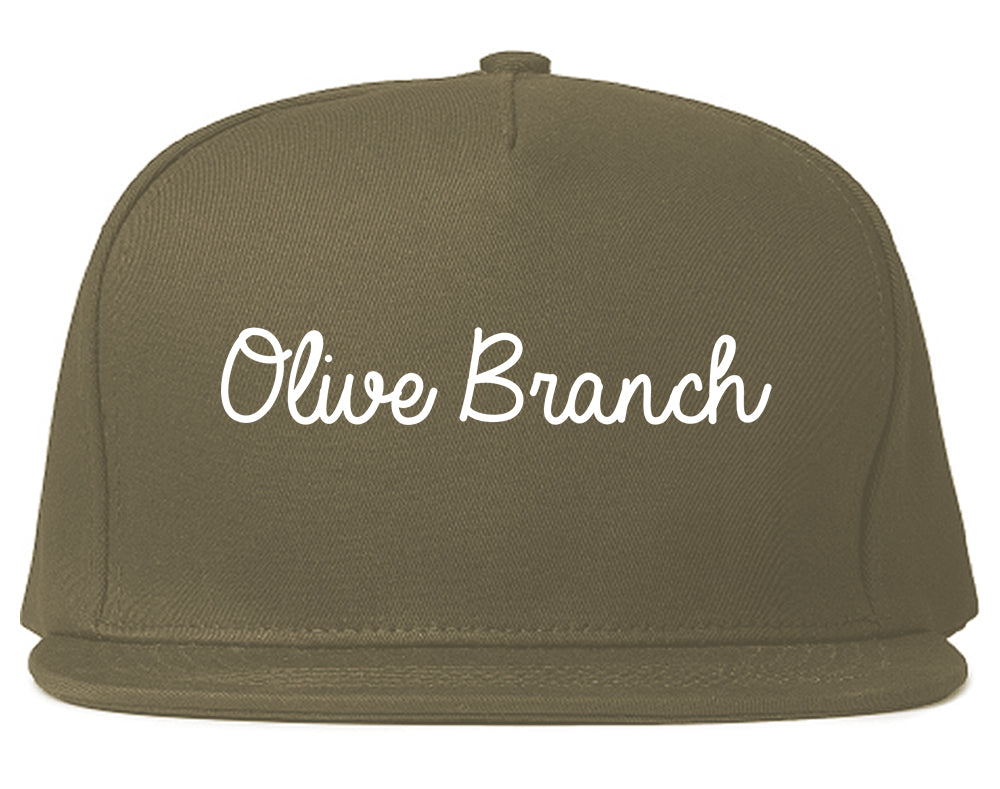 Olive Branch Mississippi MS Script Mens Snapback Hat Grey