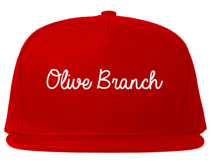 Olive Branch Mississippi MS Script Mens Snapback Hat Red