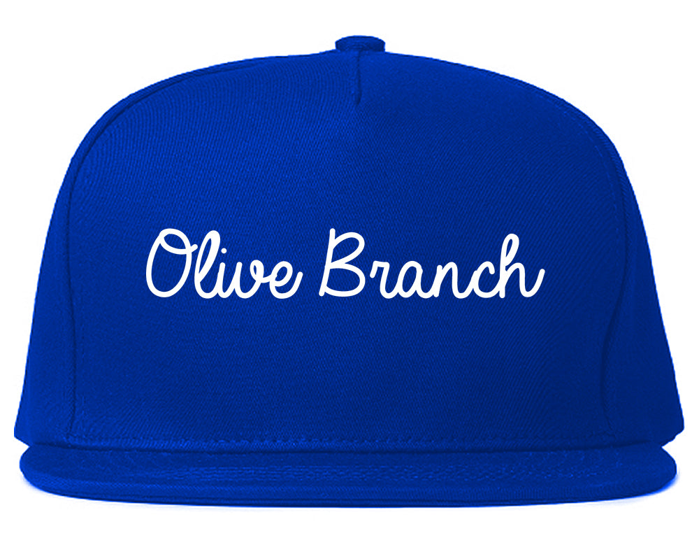 Olive Branch Mississippi MS Script Mens Snapback Hat Royal Blue