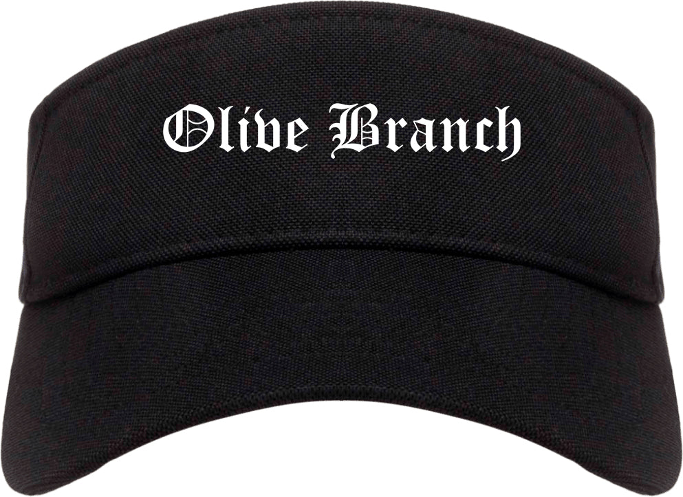 Olive Branch Mississippi MS Old English Mens Visor Cap Hat Black