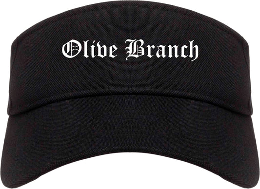 Olive Branch Mississippi MS Old English Mens Visor Cap Hat Black