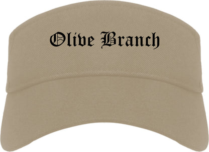 Olive Branch Mississippi MS Old English Mens Visor Cap Hat Khaki