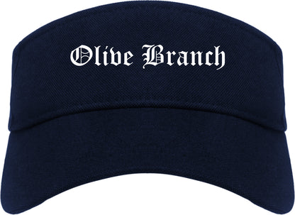 Olive Branch Mississippi MS Old English Mens Visor Cap Hat Navy Blue