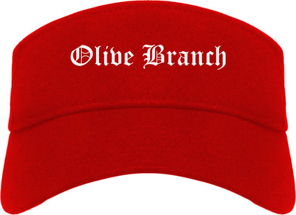 Olive Branch Mississippi MS Old English Mens Visor Cap Hat Red