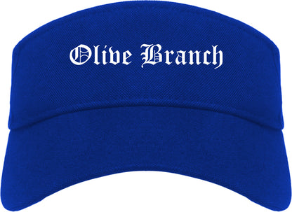 Olive Branch Mississippi MS Old English Mens Visor Cap Hat Royal Blue