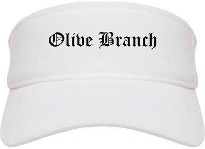 Olive Branch Mississippi MS Old English Mens Visor Cap Hat White