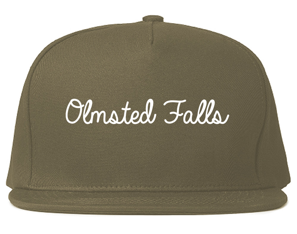 Olmsted Falls Ohio OH Script Mens Snapback Hat Grey