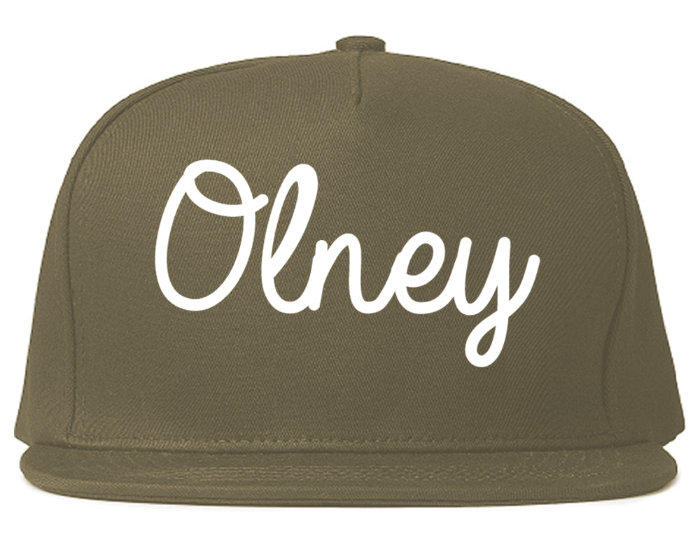 Olney Illinois IL Script Mens Snapback Hat Grey