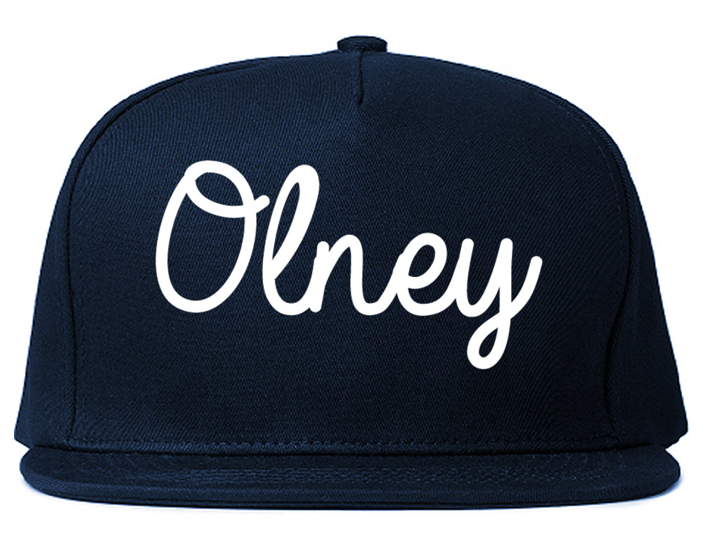 Olney Illinois IL Script Mens Snapback Hat Navy Blue