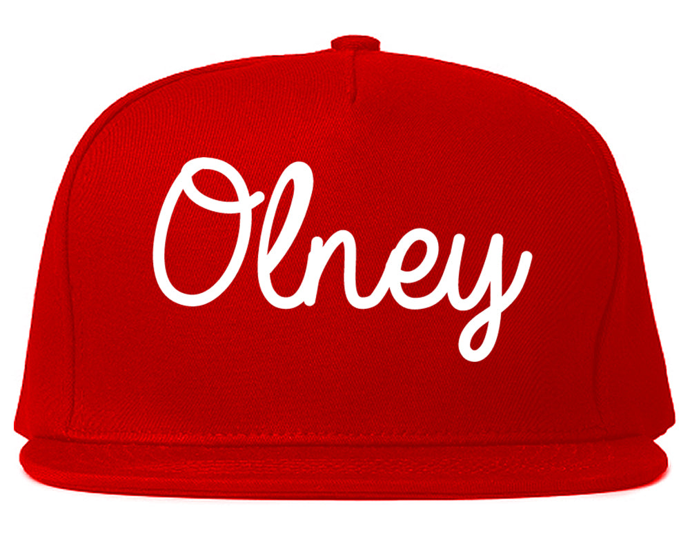 Olney Illinois IL Script Mens Snapback Hat Red