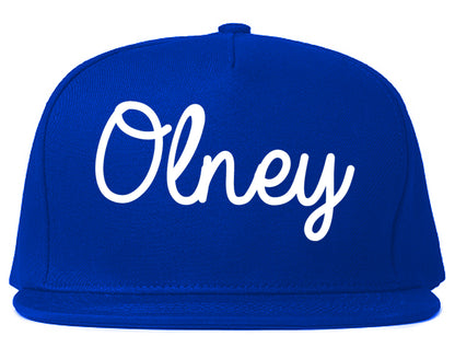 Olney Illinois IL Script Mens Snapback Hat Royal Blue