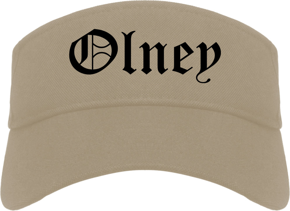 Olney Illinois IL Old English Mens Visor Cap Hat Khaki