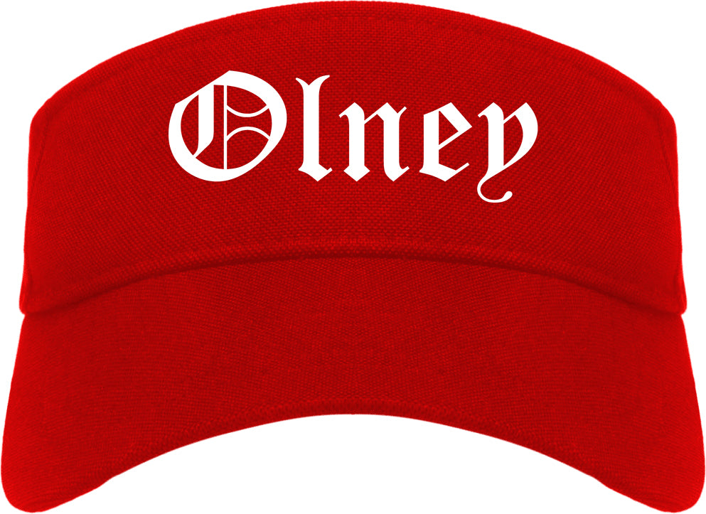 Olney Illinois IL Old English Mens Visor Cap Hat Red