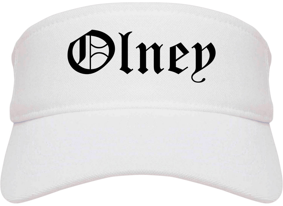 Olney Illinois IL Old English Mens Visor Cap Hat White