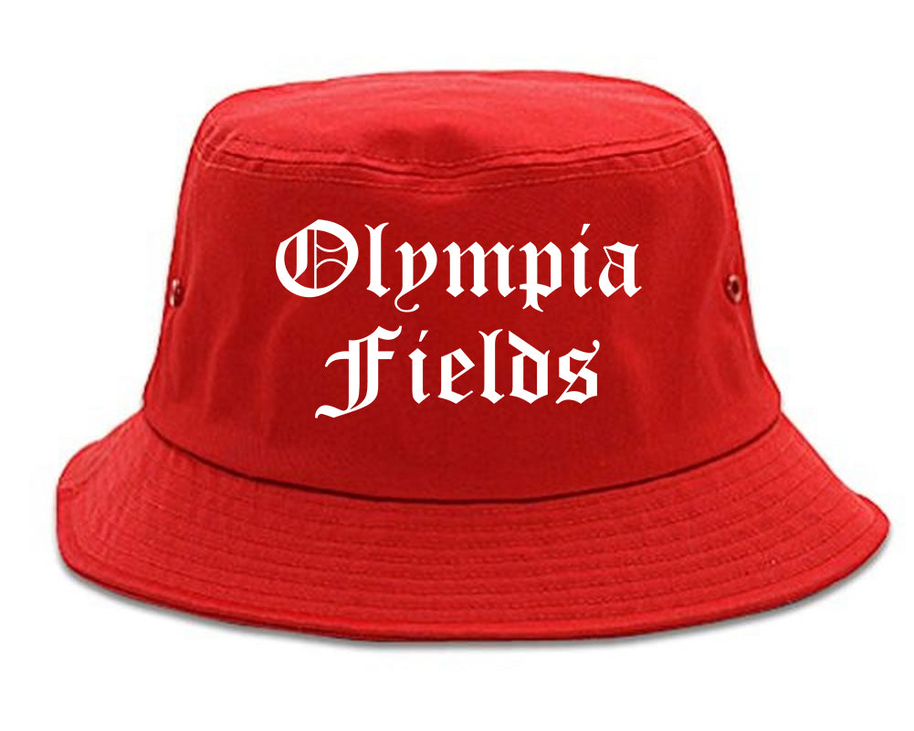 Olympia Fields Illinois IL Old English Mens Bucket Hat Red