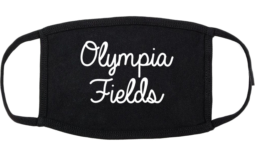Olympia Fields Illinois IL Script Cotton Face Mask Black