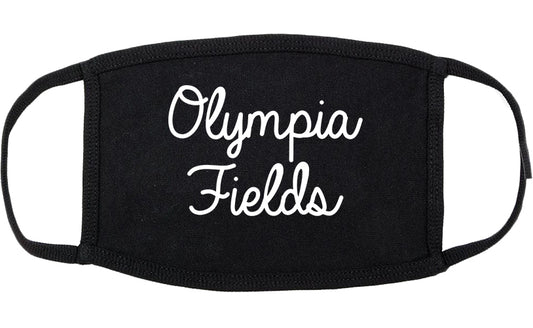 Olympia Fields Illinois IL Script Cotton Face Mask Black