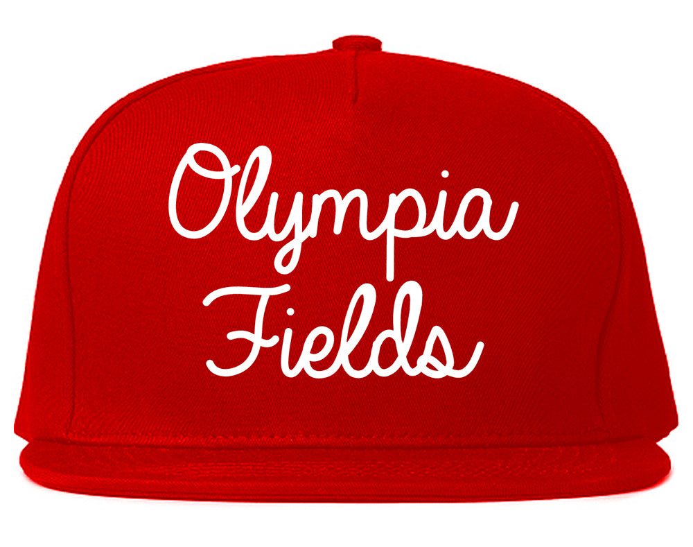 Olympia Fields Illinois IL Script Mens Snapback Hat Red