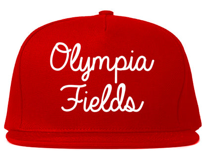 Olympia Fields Illinois IL Script Mens Snapback Hat Red