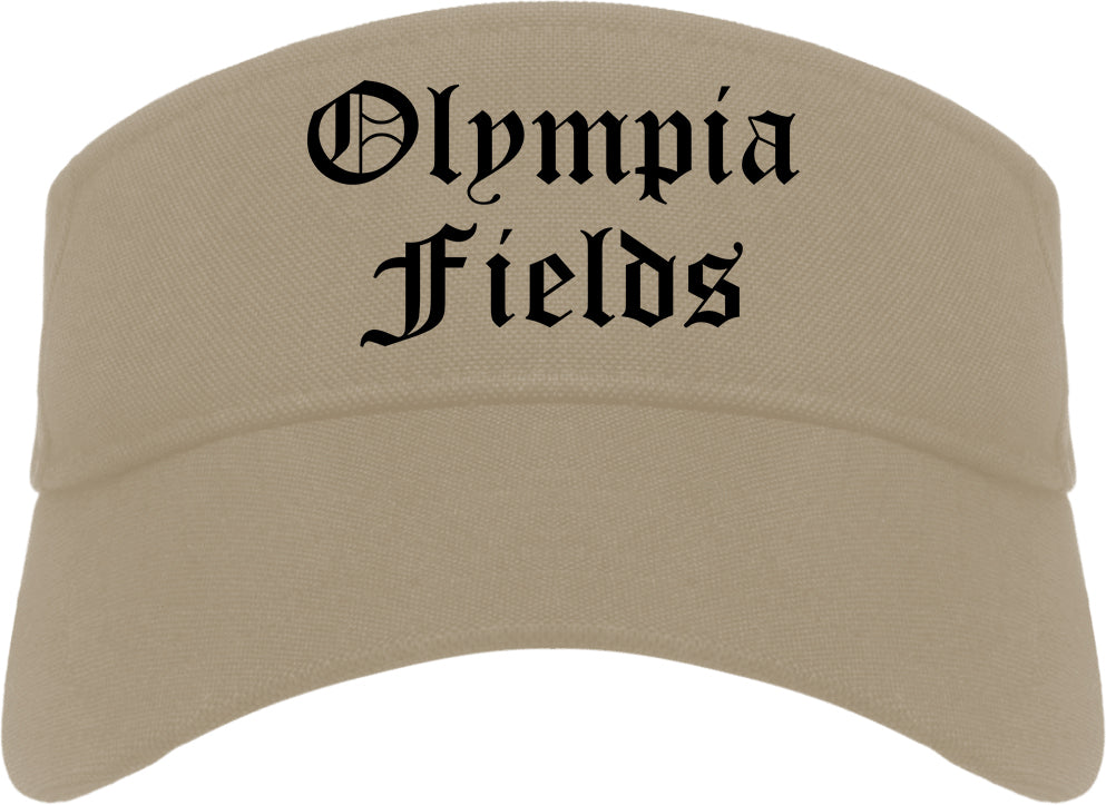 Olympia Fields Illinois IL Old English Mens Visor Cap Hat Khaki