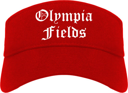 Olympia Fields Illinois IL Old English Mens Visor Cap Hat Red
