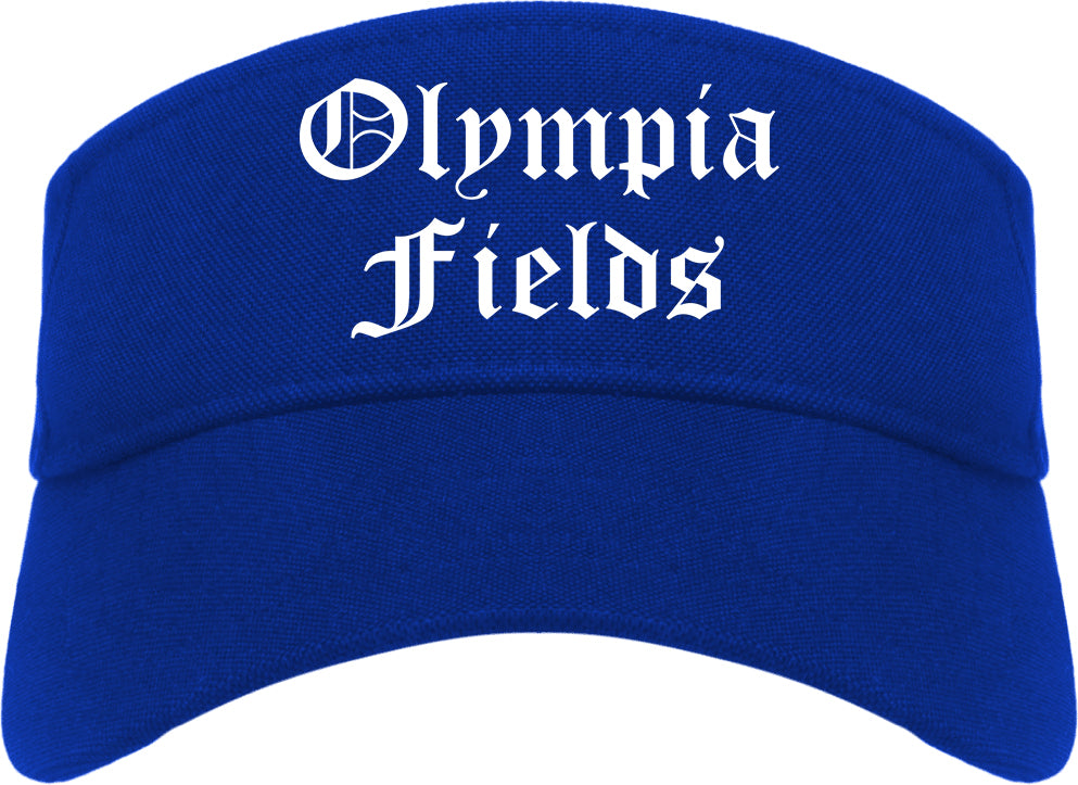 Olympia Fields Illinois IL Old English Mens Visor Cap Hat Royal Blue