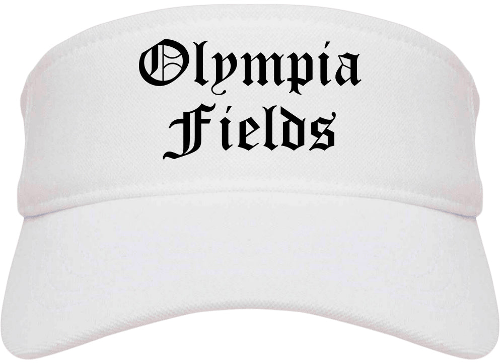 Olympia Fields Illinois IL Old English Mens Visor Cap Hat White