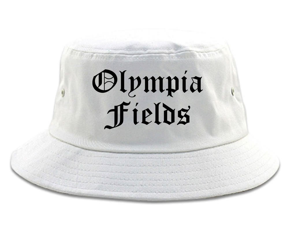 Olympia Fields Illinois IL Old English Mens Bucket Hat White