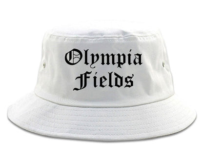 Olympia Fields Illinois IL Old English Mens Bucket Hat White