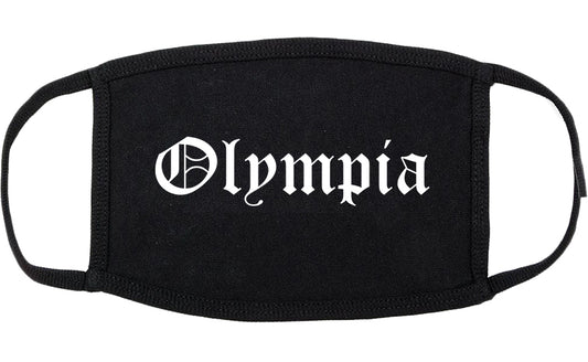 Olympia Washington WA Old English Cotton Face Mask Black