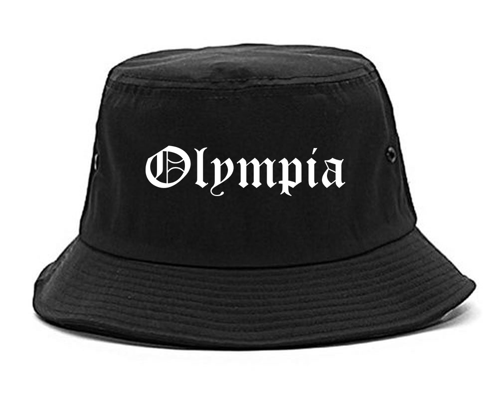 Olympia Washington WA Old English Mens Bucket Hat Black