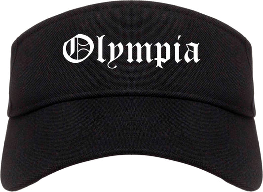 Olympia Washington WA Old English Mens Visor Cap Hat Black