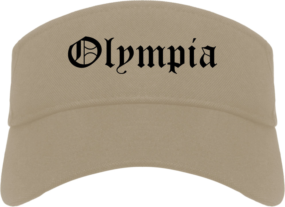 Olympia Washington WA Old English Mens Visor Cap Hat Khaki