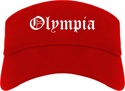 Olympia Washington WA Old English Mens Visor Cap Hat Red