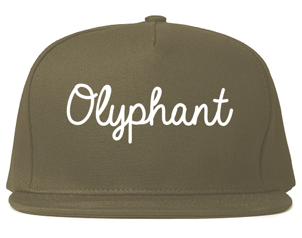 Olyphant Pennsylvania PA Script Mens Snapback Hat Grey