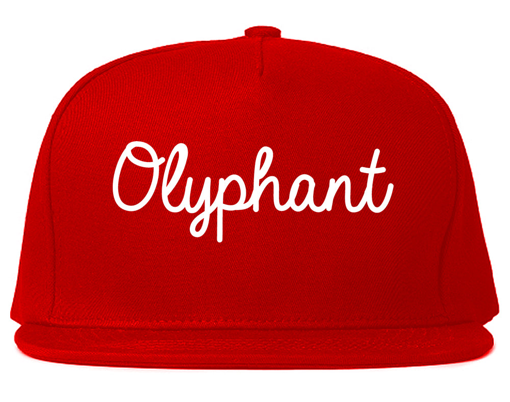 Olyphant Pennsylvania PA Script Mens Snapback Hat Red