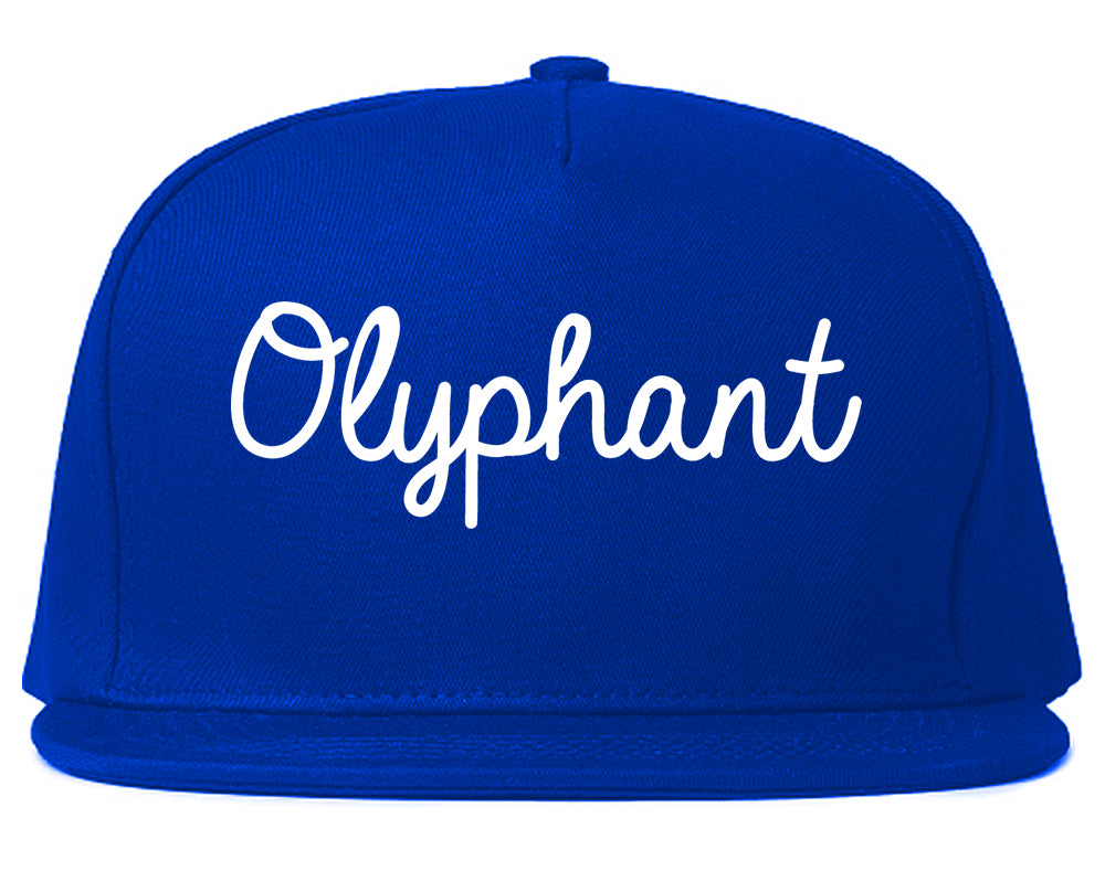 Olyphant Pennsylvania PA Script Mens Snapback Hat Royal Blue
