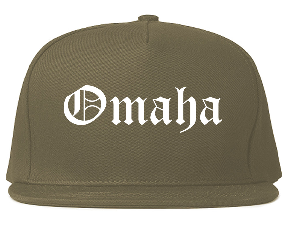 Omaha Nebraska NE Old English Mens Snapback Hat Grey
