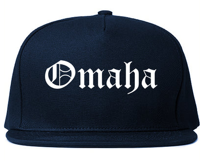 Omaha Nebraska NE Old English Mens Snapback Hat Navy Blue